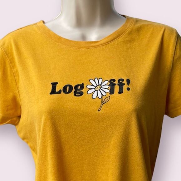 Aeropostale Classic Crew Log Off Yellow Daisy T-Shirt Size XL - Picture 2 of 3